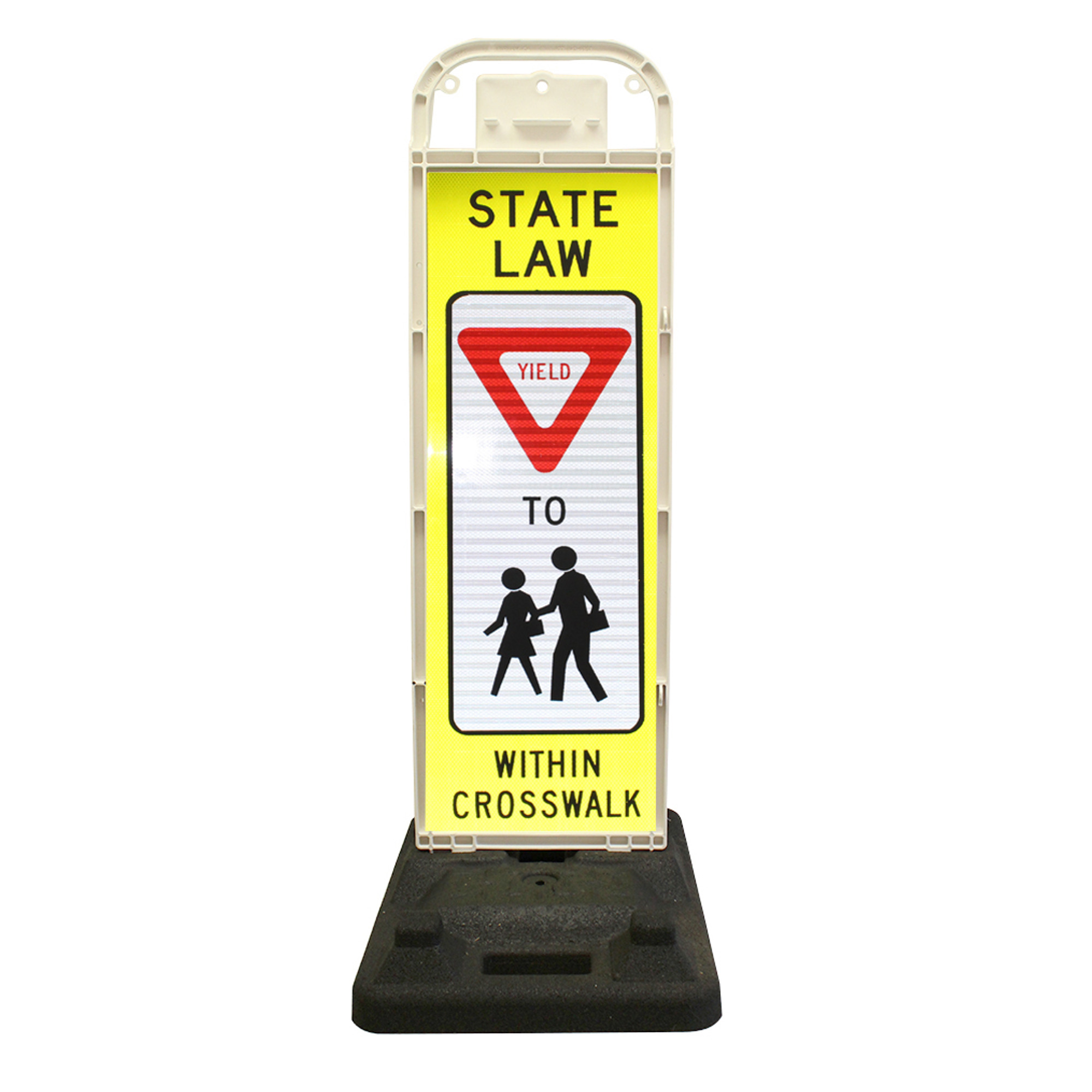 Eastern Metal, School Zone Yield to Pedestrian Vertical Panel W/ 32# Base, Height 36 in, Width 12 in, Model# VP-6536-YIELD-FB-SZ
